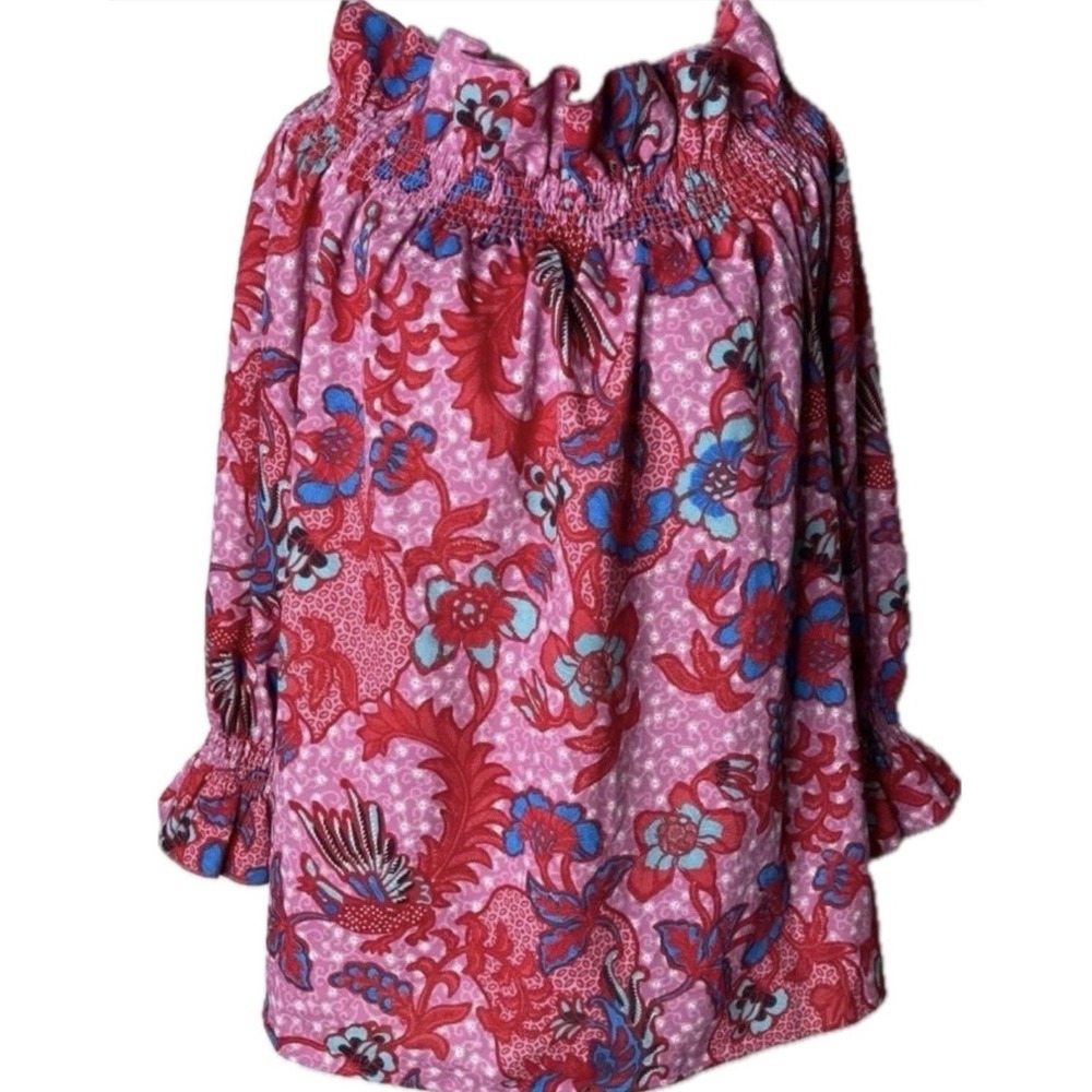 Tuckernuck Pink Bougainvillea Breeze Off Shoulder Marguerite Blouse XL Summer